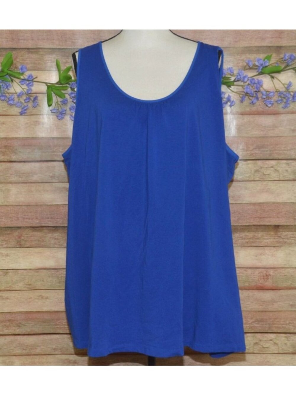 Catherines Suprema Tank Sleeveless Top Size 3X Blue Sleeveless Cotton Stretch
